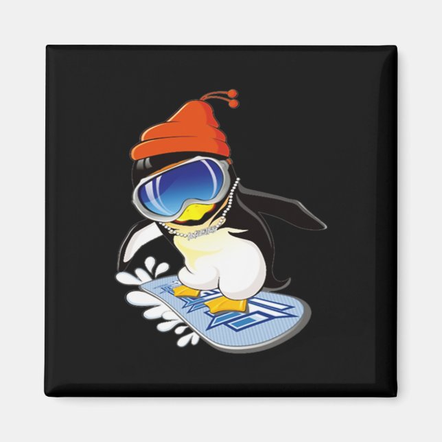 Imán Gorra De Invierno De Surfista De Snowboard En Ping (Frente)