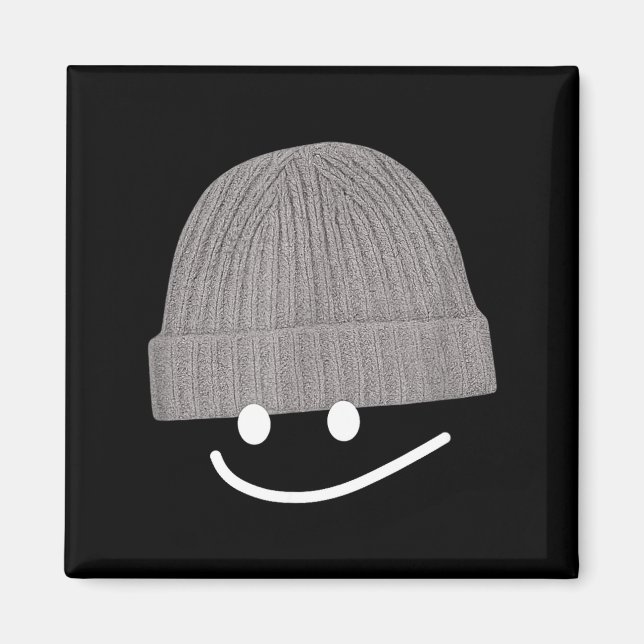 Imán Gorra de lana divertida con cara sonriente para ho (Frente)