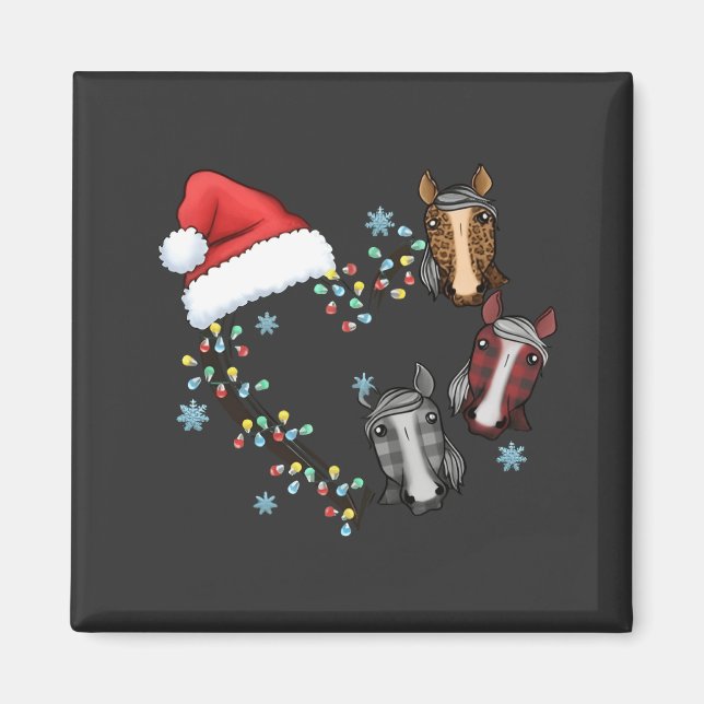 Imán Gorra de Santa con caballos Ecuestre Santa Navidad (Frente)