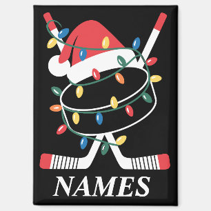 Imán Gorra de Santa de Navidad de Hockey con Nombre Per