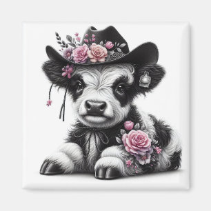 Imán Gorra de uso de calf con flores adornado