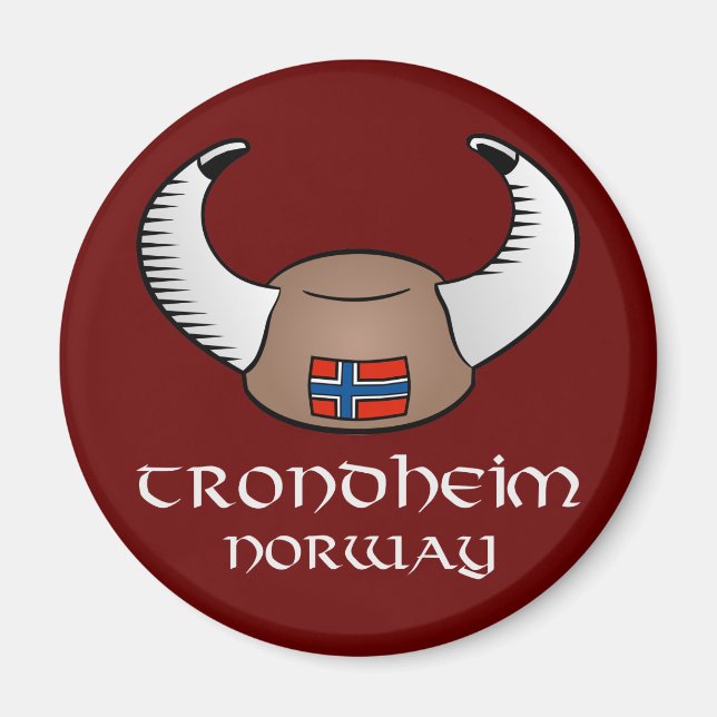 Imán Gorra de Viking de Trondheim Noruega (Frente)