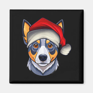 Imán Gorra divertida de Santa Pijama de Navidad Perro B