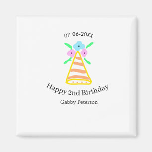 Imán gorra naranja niños de 2 años retro floral brillan