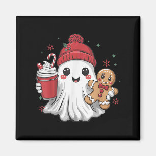 Imán Gorra Retro Fantasma Navidad Holiday Xmas Café G