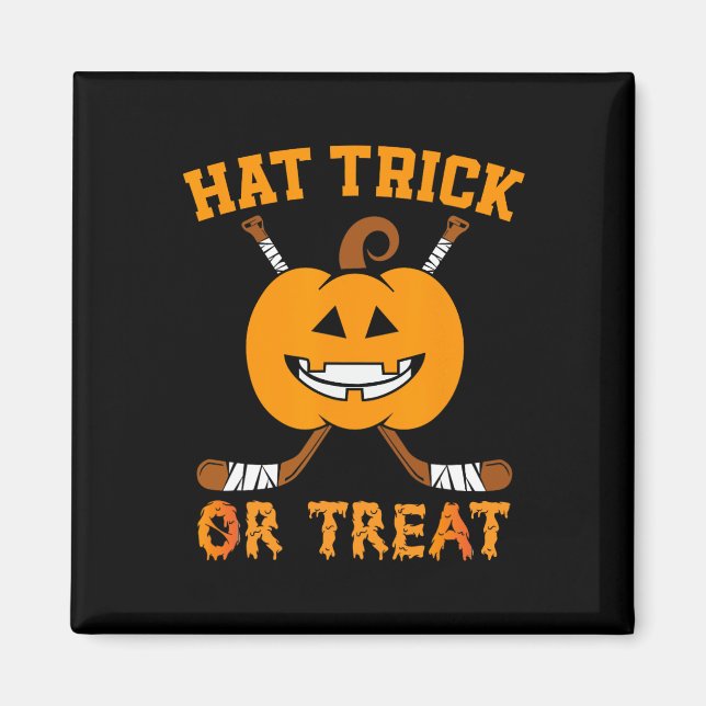 Imán Gorra Trick O Trato Fun Hockey Halloween Costum (Frente)