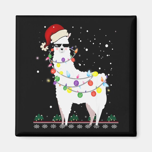 Imán Gorrito de Santa Llama de Navidad Árbol de Navidad (Frente)