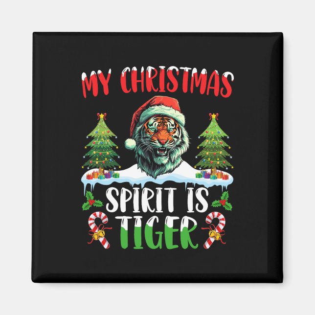 Imán Gorro de Santa de Navidad de Tigre Navidad Mi Espí (Frente)