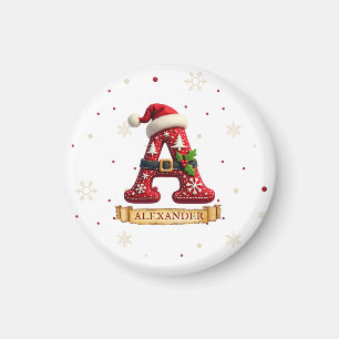 Imán Gorro de Santa Rojo Navidad Letra A Nombre