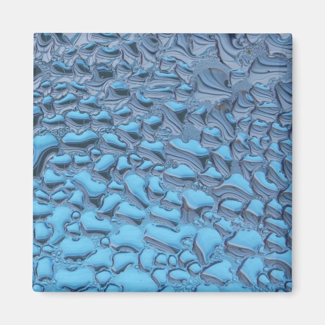 Imán Gotas de lluvia suaves en vidrio azul (Frente)