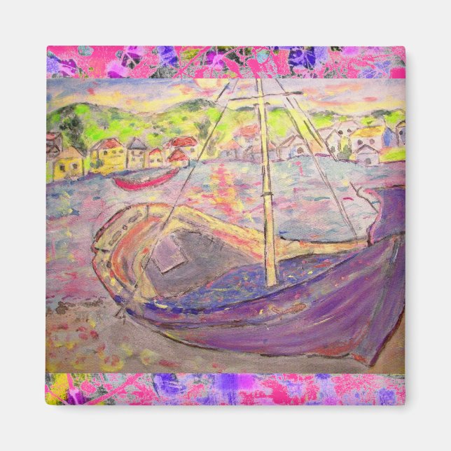 Imán goteo de la puesta de sol en la aldea griega (Frente)