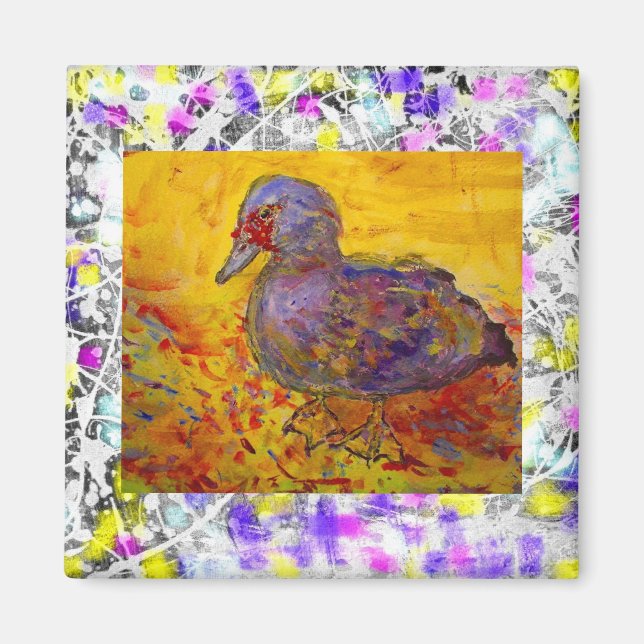 Imán goteo morado de pato muscovado (Frente)