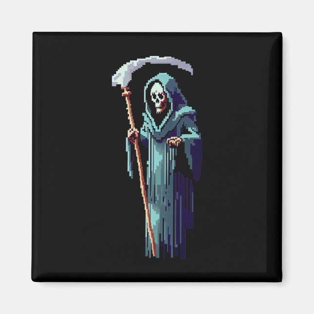 Imán Goth Gamer 8 Bit Pixel Art Video Game Grim Reaper  (Frente)