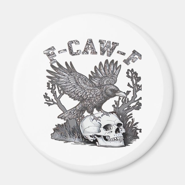 Imán Gothic Funny F-Caw-F Humor Crow Essential Retro St (Frente)