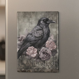 Imán Gothic Raven with Roses Dark