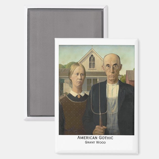 Imán Gótico Americano, Grant Wood (Anverso/Reverso)