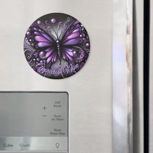 Imán Gótico Caprichoso Mariposa Morado Personalizado