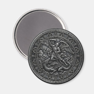 Imán Gótico Cristiano Arcángel San Miguel Metal Gris