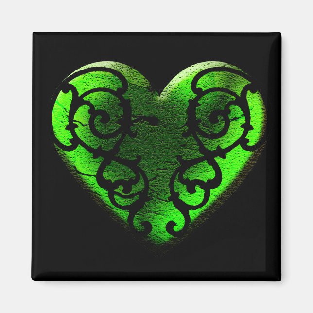 Imán Gótico St. Patrick's Day Green Heart Magnet (Frente)