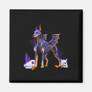 Imán Gótico Winged Doberman Perro Skulls Bat And Candle