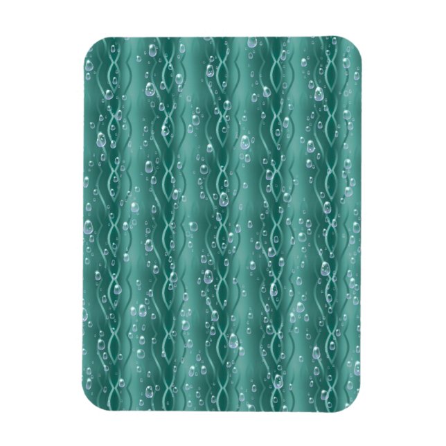 Imán Gotitas de lluvia en metal verde (Vertical)