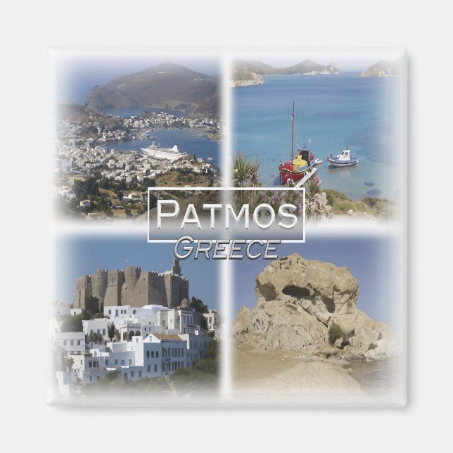 Imán GR0105 Europa, Grecia, Patmos, nevera (Frente)