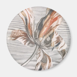 Imán Grabado Antiguo de Flor de Tulipán Elegante a Raya