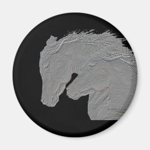 Imán Grabado en relieve Aspecto Caballos fondo negro