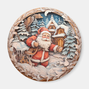Imán Grabado en relieve de Santa Claus con bolso de hom