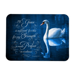 Imán Grace Bible Verse Mute Swan Photo Magnet