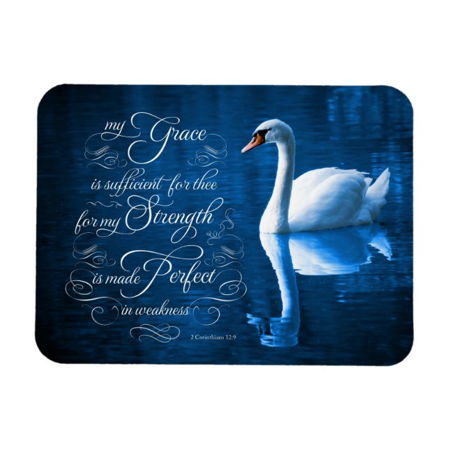 Imán Grace Bible Verse Mute Swan Photo Magnet (Horizontal)