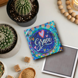Imán Grace Blue Bonito Fun Hearts Modernity