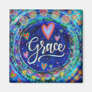 Imán Grace Bonito Floral Whimsical Azul Inspirador