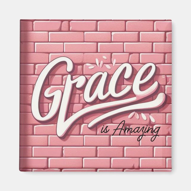 Imán Grace es una asombrosa pared de ladrillo rosa (Frente)