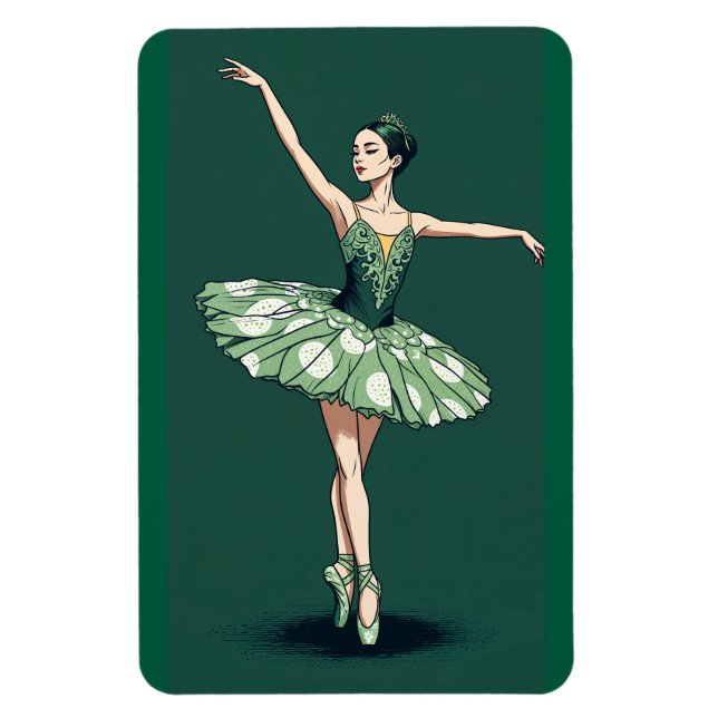 Imán Graceful Ballerina Puzzle – Elegant Dancer on Gree (Vertical)