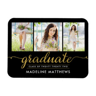 Imán Graceful Script Graduation Invitación Magnet