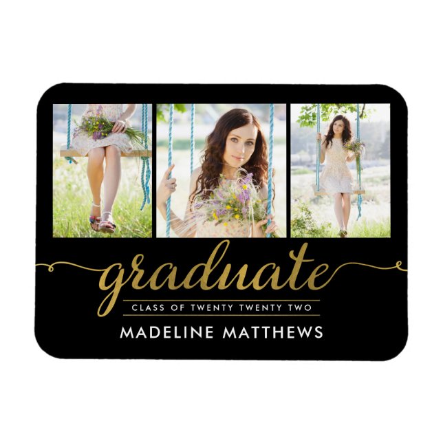 Imán Graceful Script Graduation Invitación Magnet (Horizontal)