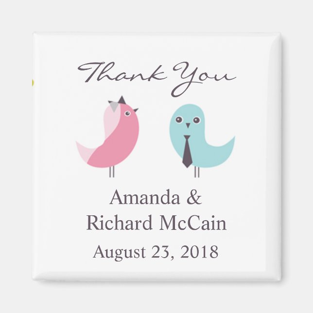 Imán Gracias a Bride y Groom Birds Magnet (Frente)