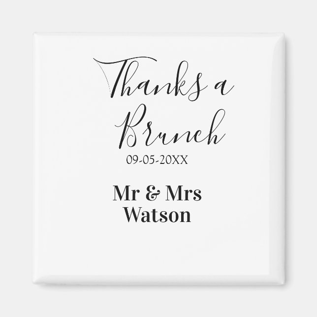 Imán Gracias a un brunch post boda nombre fecha simple (Frente)