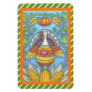 Imán GRACIAS AL ARTE FOLK TURKEY & CORN MAGNET Grande