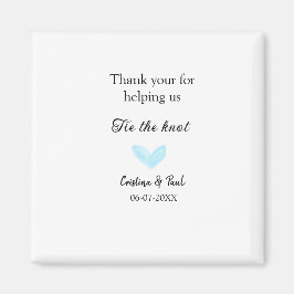 Imán gracias amarra el nudo azul corazón boda rústico