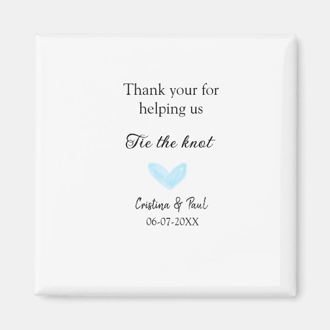 Imán gracias amarra el nudo azul corazón boda rústico (Frente)