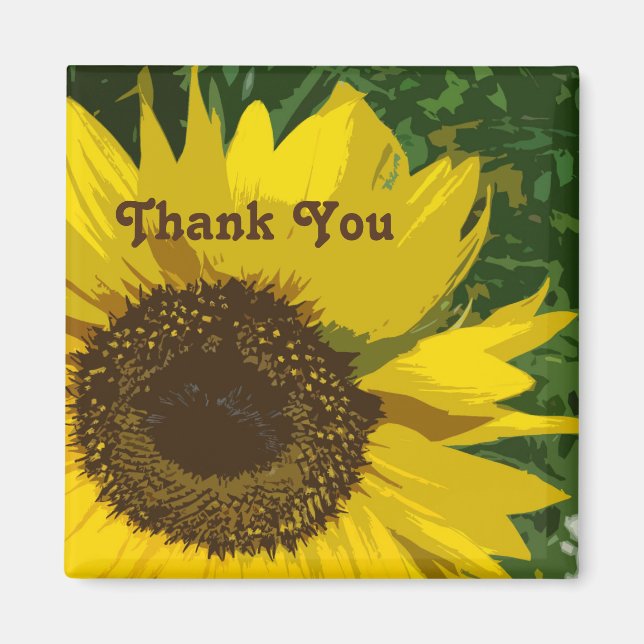 Imán Gracias Apreciación De Flor Amarilla De Girasol (Frente)