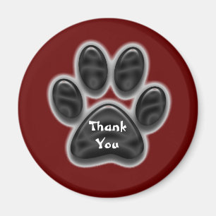 Imán Gracias Black Paw Print Animal Lover