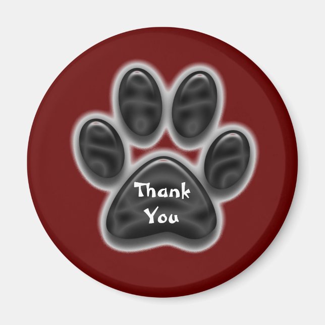 Imán Gracias Black Paw Print Animal Lover (Frente)