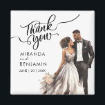 Imán Gracias Boda Black Bride Groom Watercolor<br><div class="desc">Celebra el amor y la gratitud con este elegante "Magnet de Gracias Boda" que presenta un impresionante ilustracion acuático de una hermosa novia y novio negros. Perfecto como un placer para sus huéspedes, este imán combina la sofisticación con el más sincero aprecio. Los suaves detalles de las acuarelas añaden un...</div>
