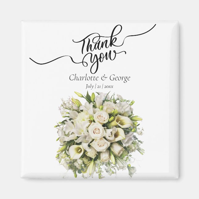 Imán Gracias Boda Bouquet Flower Wedding Favor (Frente)