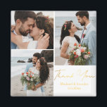 Imán gracias, boda de caligrafía dorada 3 fotos<br><div class="desc">fotos de freepik.com elegante boda de caligrafía oro 3 collage de fotos Gracias imán.</div>