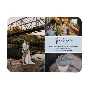 Imán Gracias Boda del Collage de fotos Azul