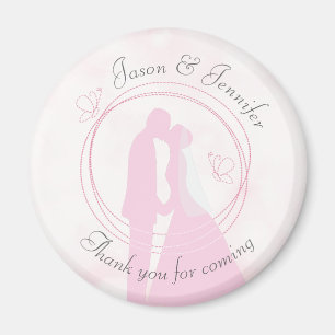 Imán Gracias Boda rosa romántico curvo texto